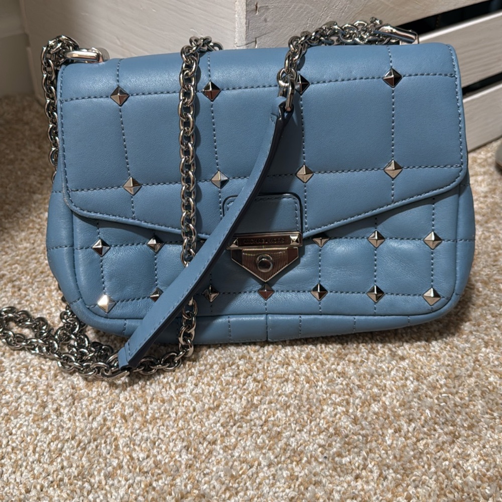Michael Kors Blue Quilted Chain Bag